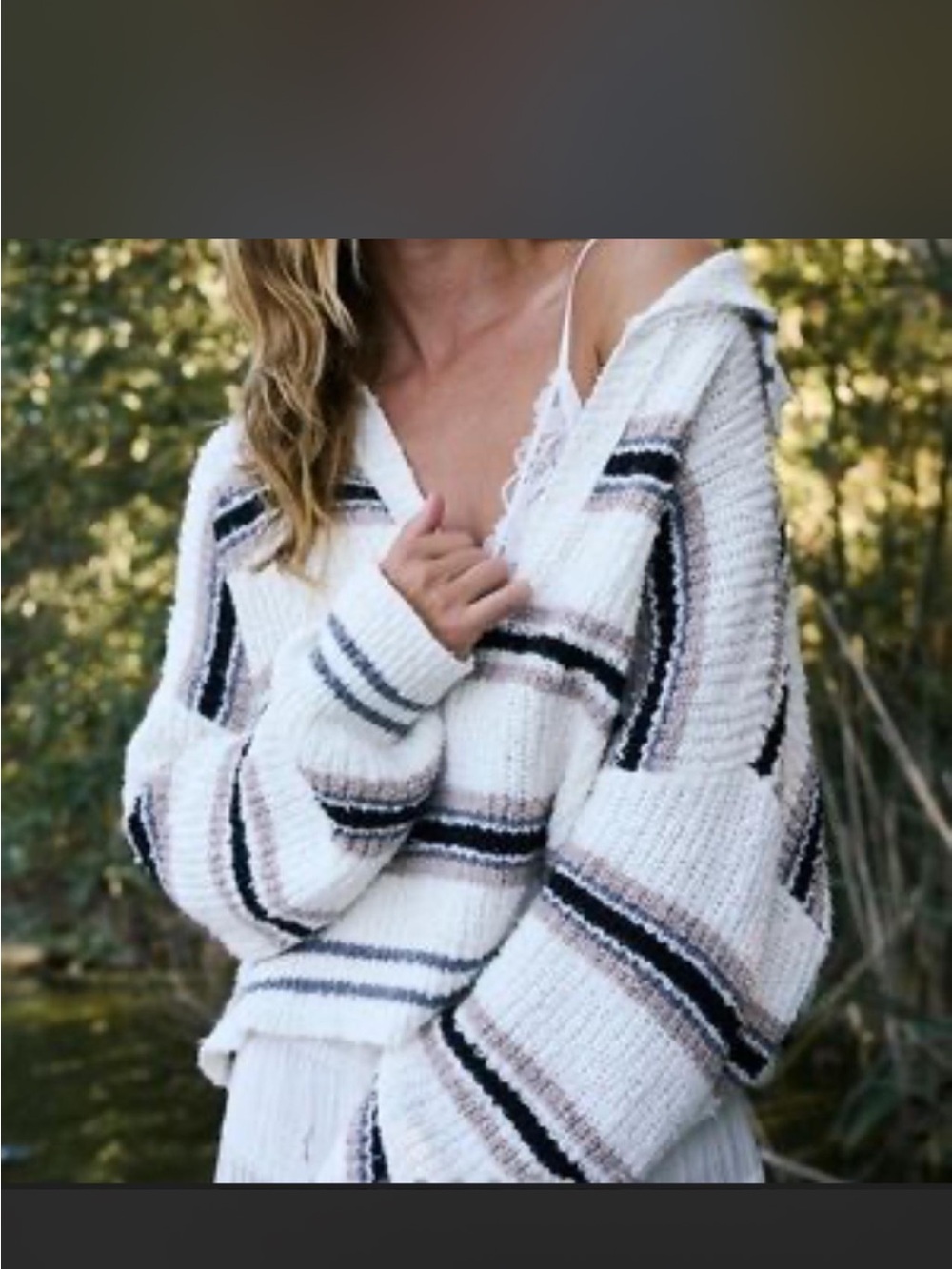 Free People Kennedy White Striped Sweater